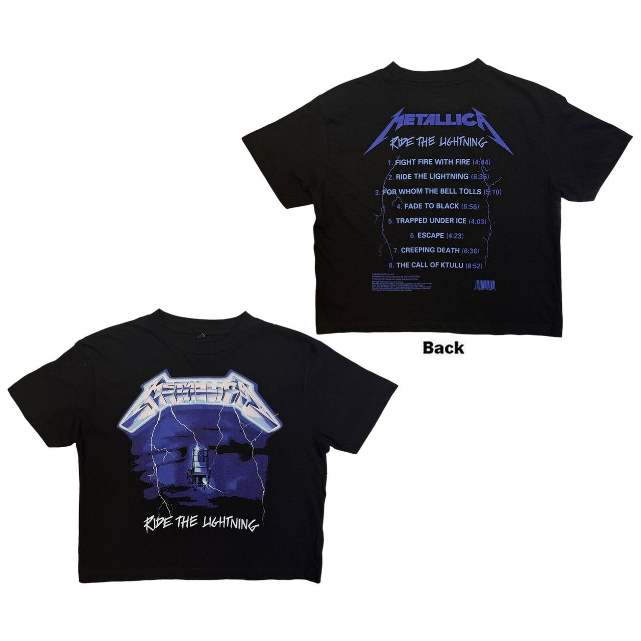 Metallica - Ride The Lightning Womens Black Crop Top - 100% Official Merchandise - COMING SOON