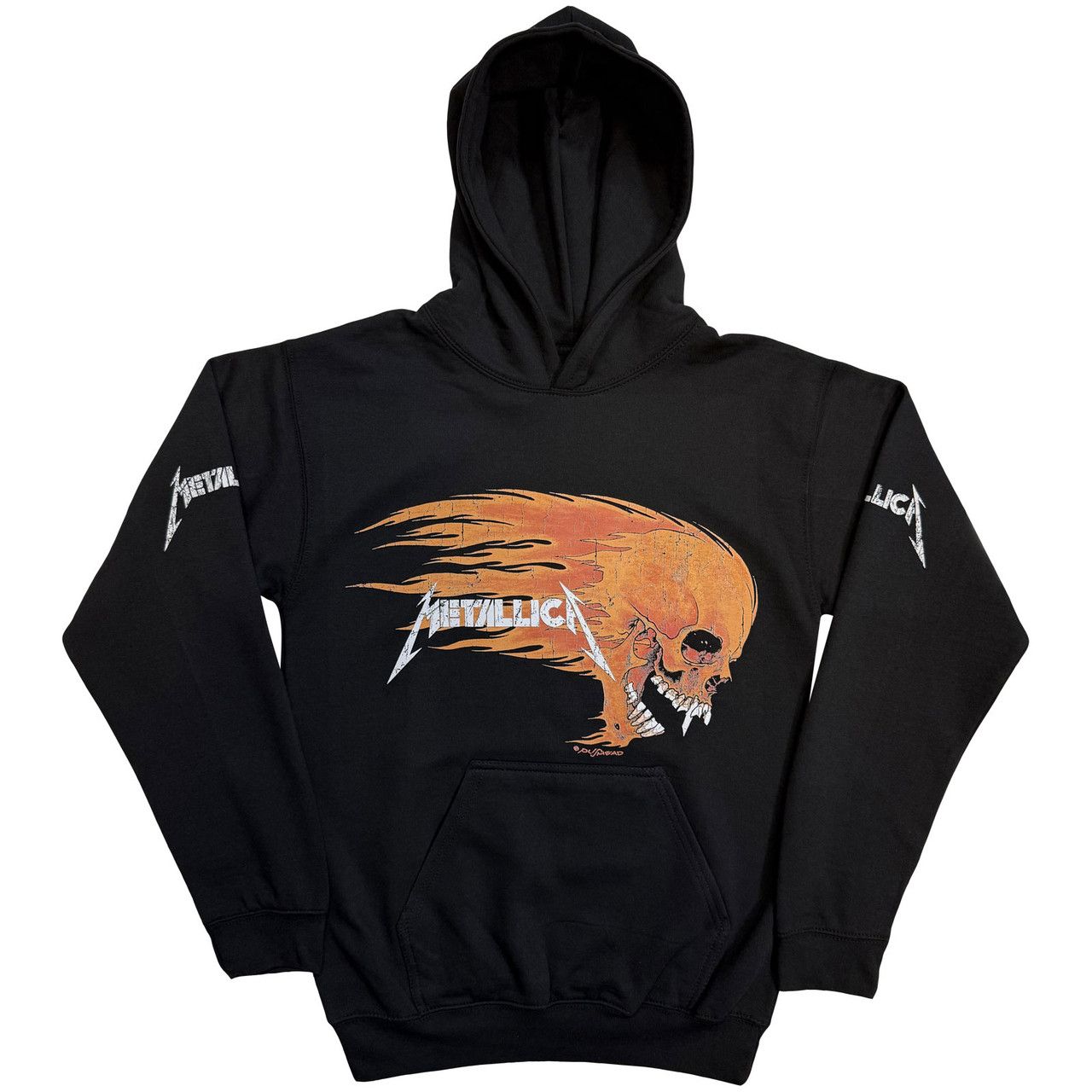 Metallica - Pullover Black Hoodie (Flaming Skull) 100% Official Merchandise