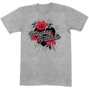 Mayday Parade - Heart and Flowers Grey Shirt