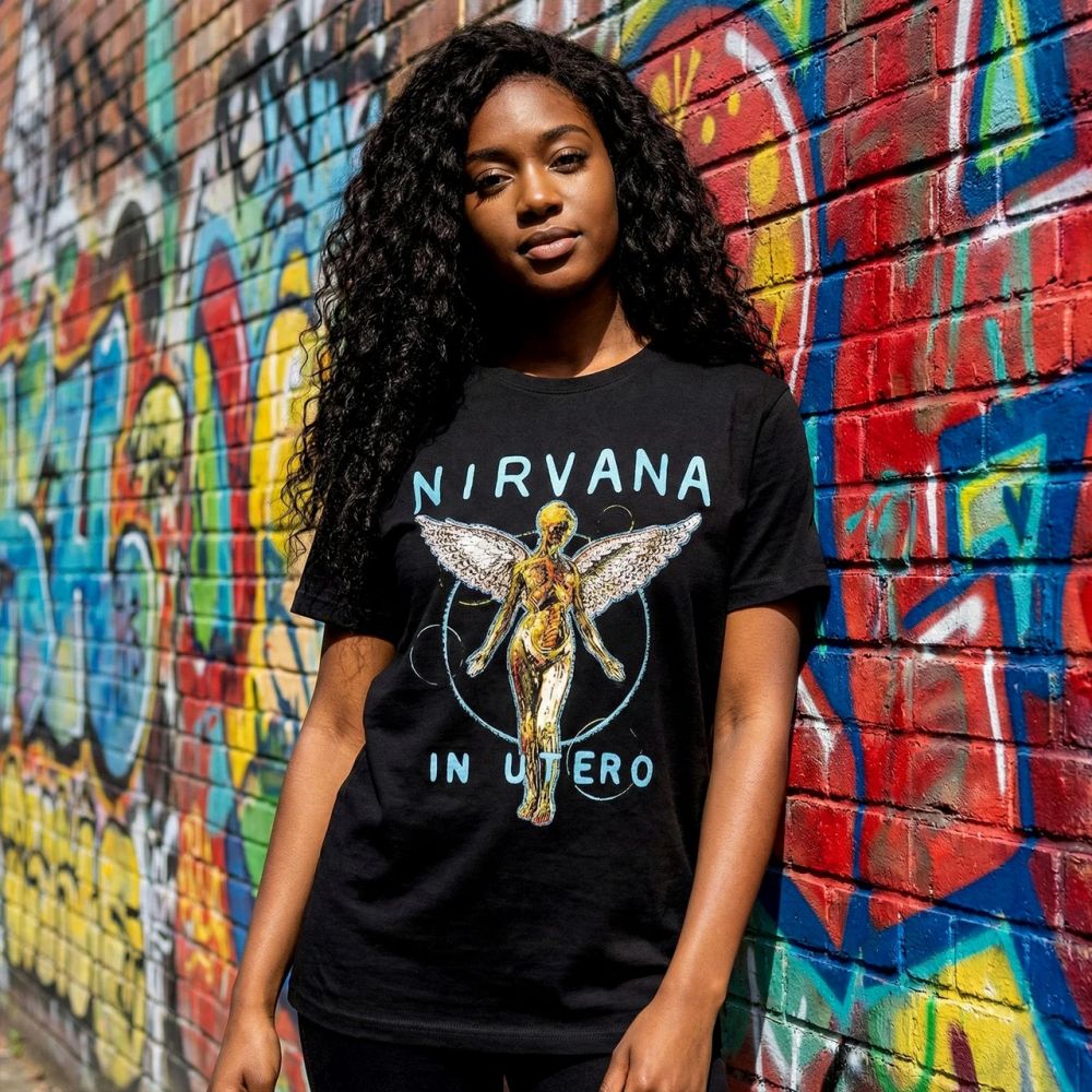 Nirvana - In Utero Neon Blue (Premium Carbon Range) Black Shirt - 100% Official Merchandise - COMING SOON