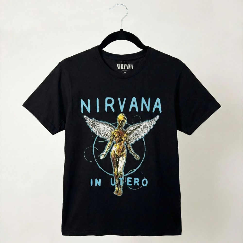 Nirvana - In Utero Neon Blue (Premium Carbon Range) Black Shirt - 100% Official Merchandise - COMING SOON