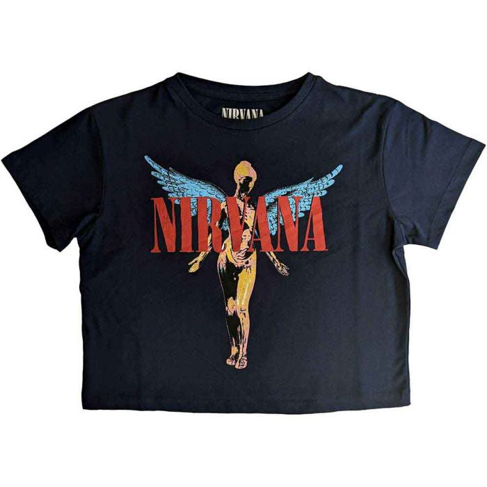 Nirvana - In Utero Womens Fitted Navy Crop Top - 100% Official Merchandise