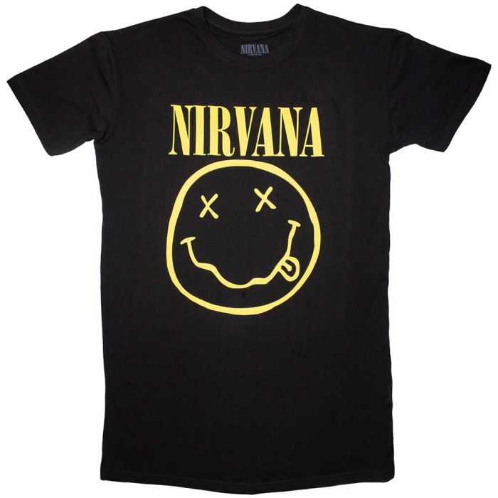 Nirvana - Smiley Womens Fitted Black Dress Shirt