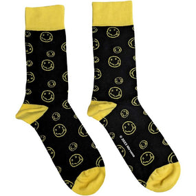 Nirvana - Crew Socks (Fits Sizes 7 to 11) - Outline Smileys
