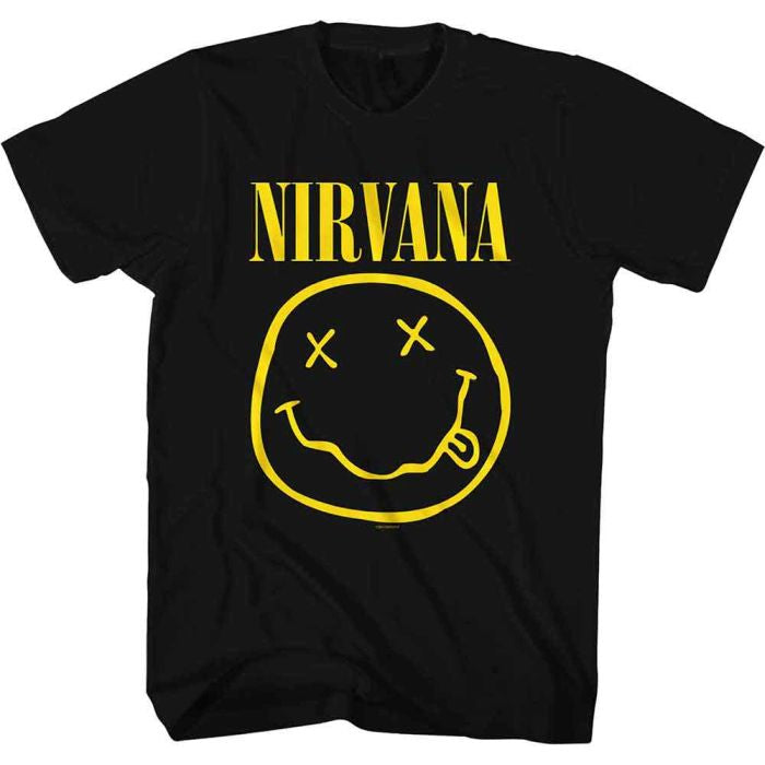 Nirvana - Happy Face (Front Print Only) Black Shirt