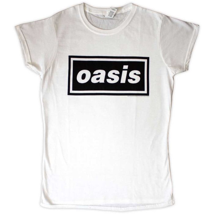 Oasis - Decca Logo Womens Fitted White Shirt - 100% Official Merchandise