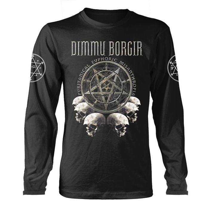 Dimmu Borgir - Puritanical Euphoric Misanthropia Skulls Black Long Sleeve Shirt