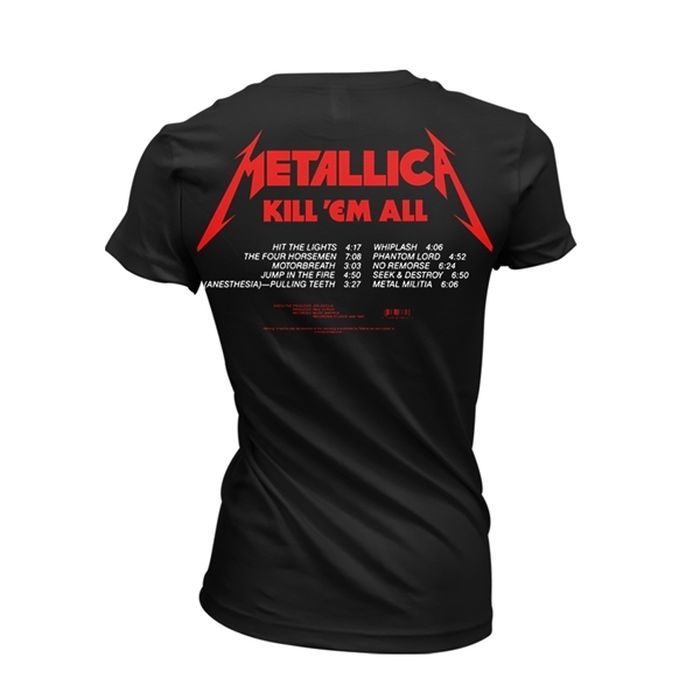 Metallica - Kill Em All Track List Womens Black Shirt