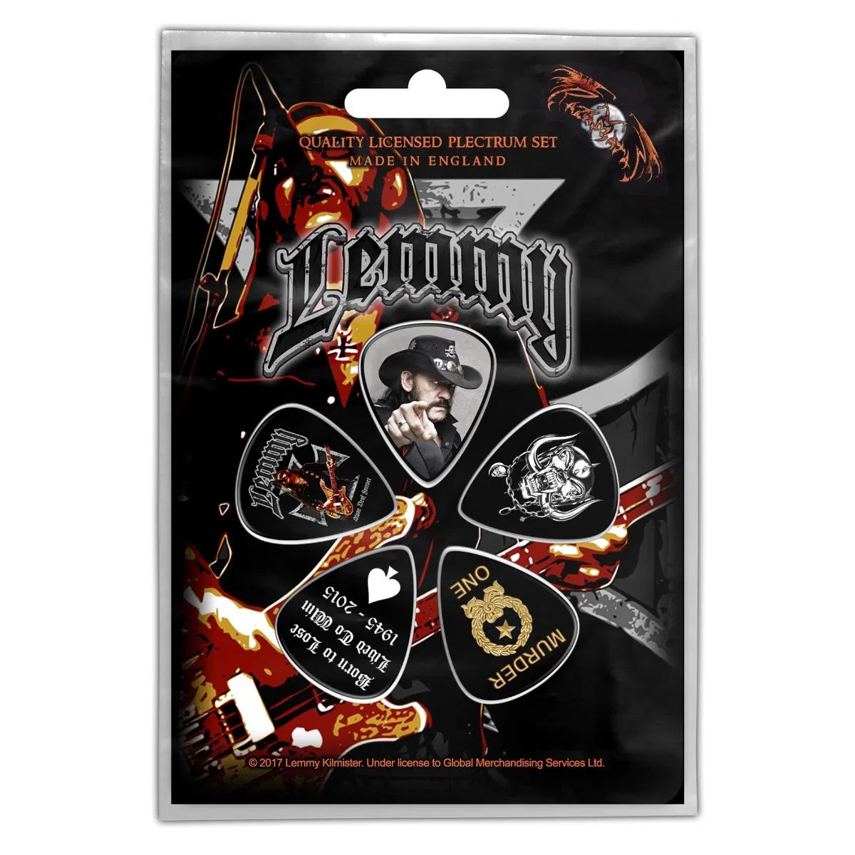 Motorhead Lemmy - 5 x Guitar Picks Plectrum Pack (Stone Deaf Forever