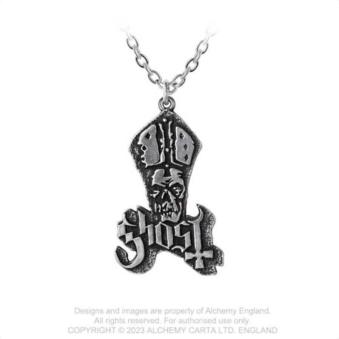 Ghost - Pewter Pendant and Chain - Papa (90mm x 10mm x 76mm)