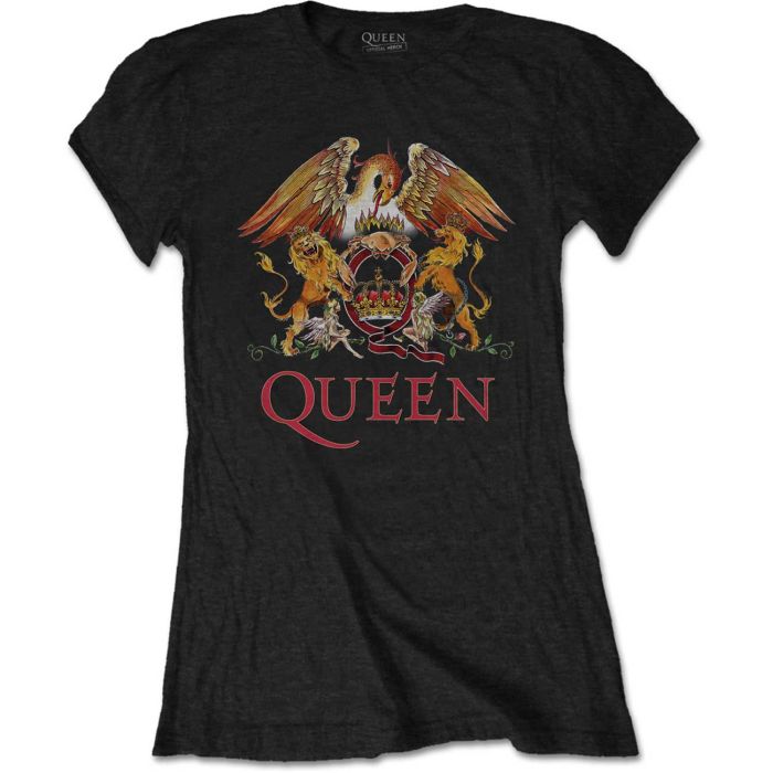 Queen - Classic Crest Womens Black Shirt