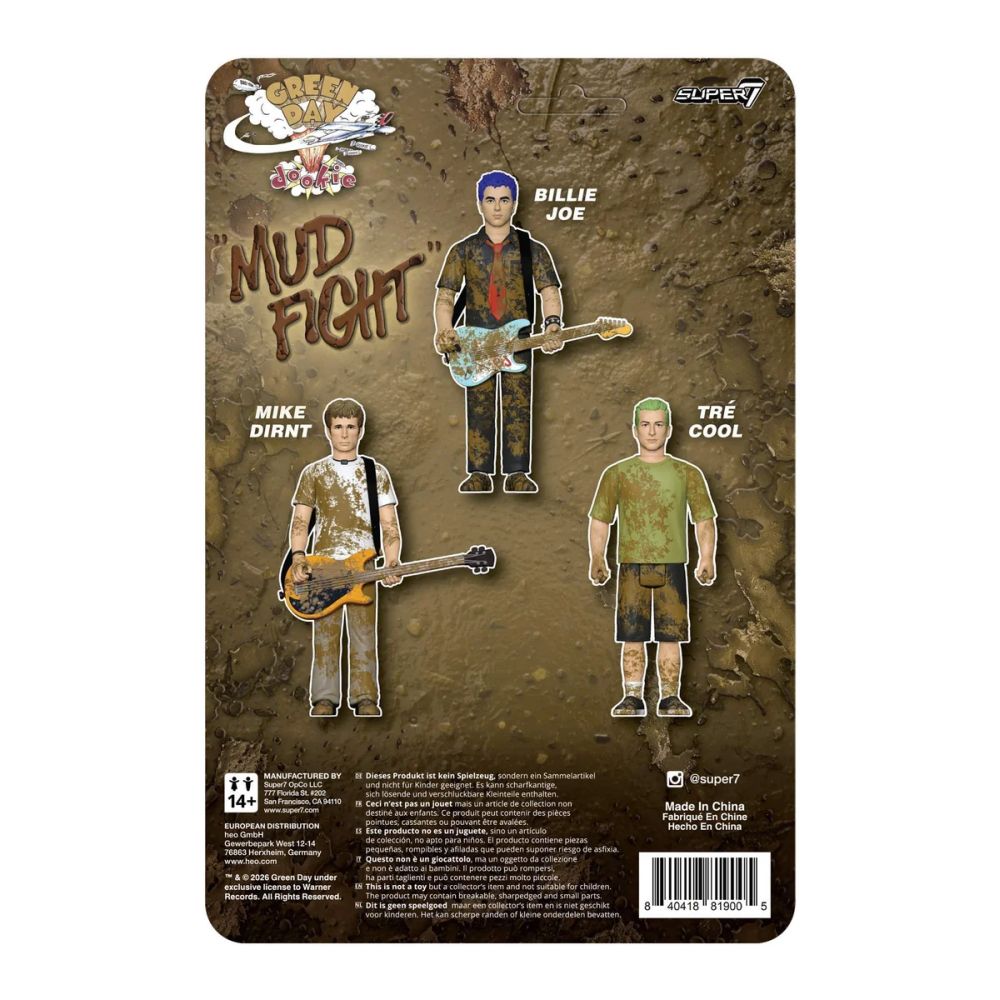 Green Day - Billie Joe Armstrong (Mud Fight) 3.75 inch Super7 ReAction Figure