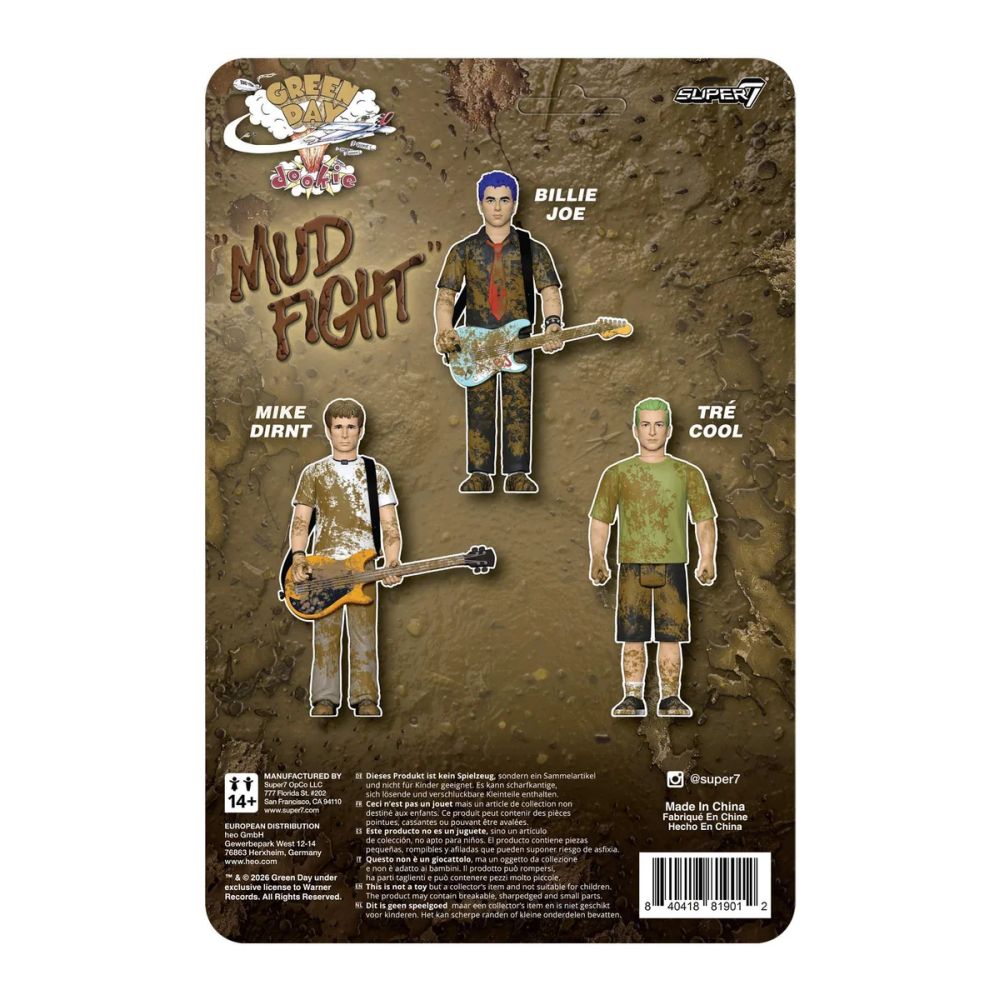 Green Day - Tre Cool (Mud Fight) 3.75 inch Super7 ReAction Figure