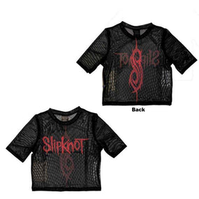 Slipknot - Logo Womens Fitted Black Mesh Crop Top
