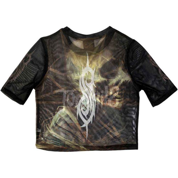 Slipknot - TESF Womens Fitted Black Mesh Crop Top