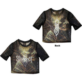 Slipknot - TESF Womens Fitted Black Mesh Crop Top