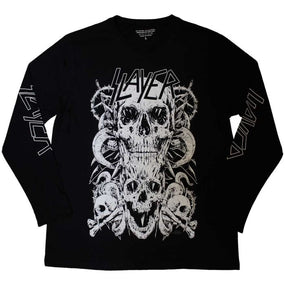 Slayer - Stacked Skulls Long Sleeve Black Shirt