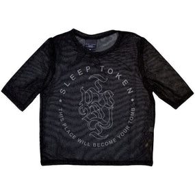 Sleep Token - This Place Will Become Your Tomb Womens Fitted Black Mesh Crop Top