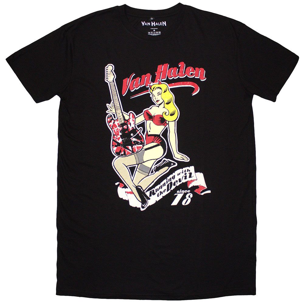 Van Halen - Running With The Devil Womens Fitted Black Dress Shirt