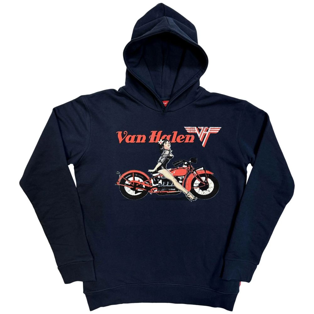Van Halen - Pullover Navy Hoodie (Pinup Motorcycle) - 100% Official Merchandise - COMING SOON