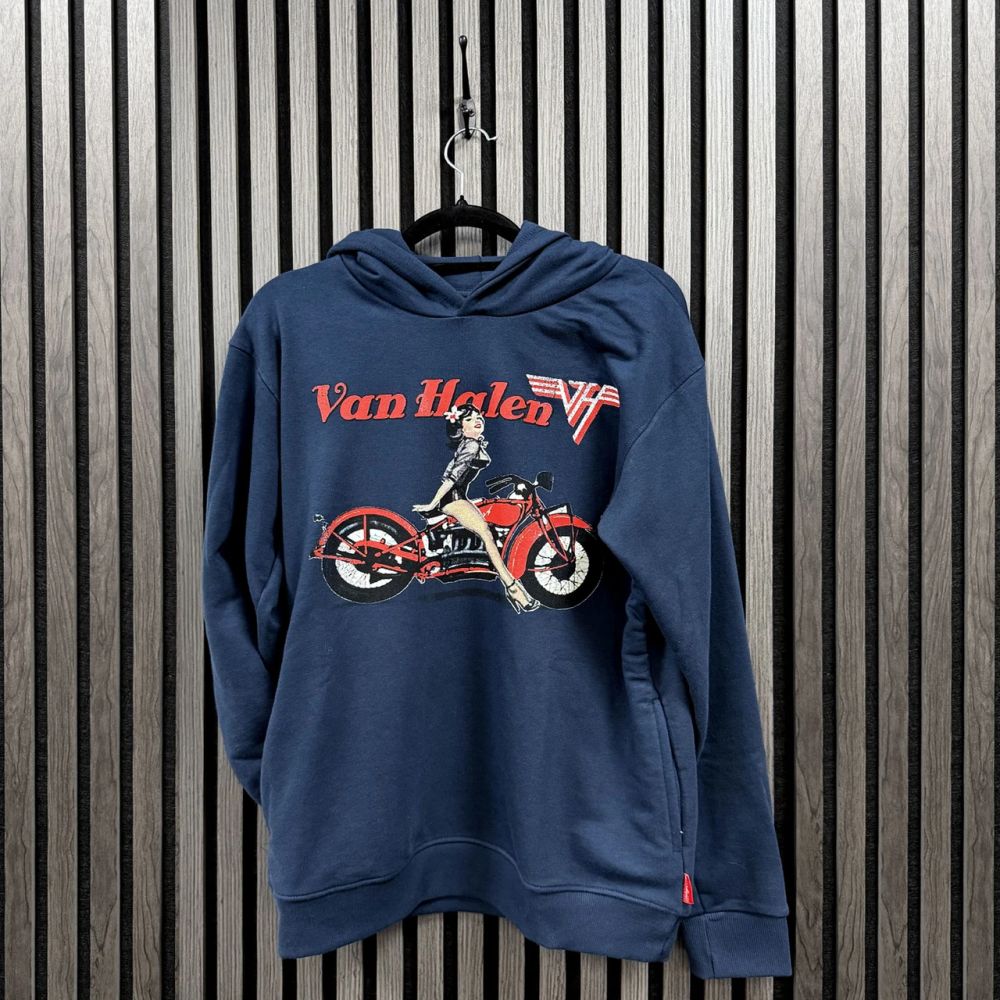 Van Halen - Pullover Navy Hoodie (Pinup Motorcycle) - 100% Official Merchandise - COMING SOON