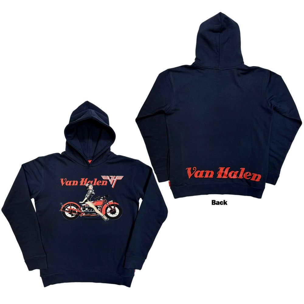 Van Halen - Pullover Navy Hoodie (Pinup Motorcycle) - 100% Official Merchandise - COMING SOON
