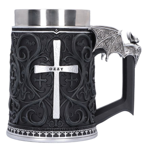 Osbourne, Ozzy - Tankard Logo and Cross - Pint (560ml) 14.5cm high quality resin cast w. removable stainless steel insert - COMING SOON