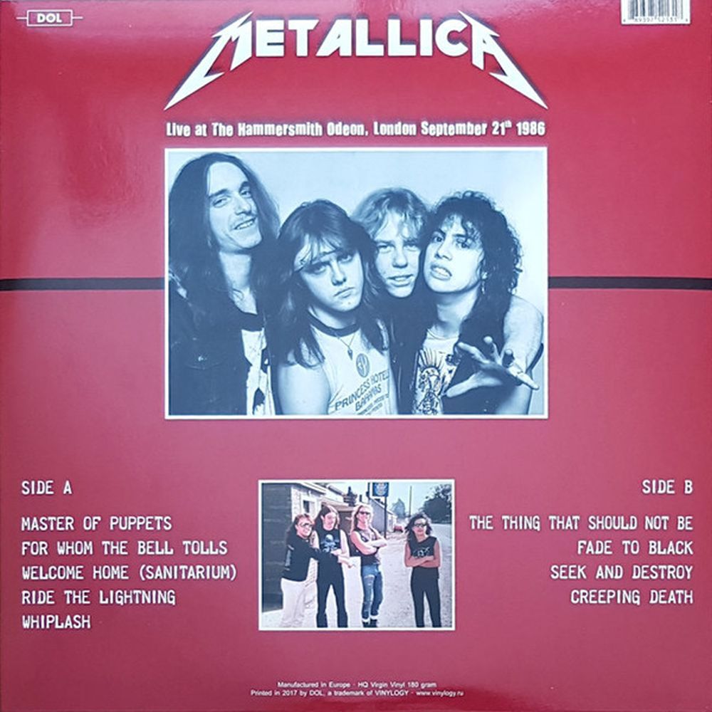 Metallica - Live At The Hammersmith Odeon, London September 21th 1986 (180g Coloured Vinyl) - Vinyl - New
