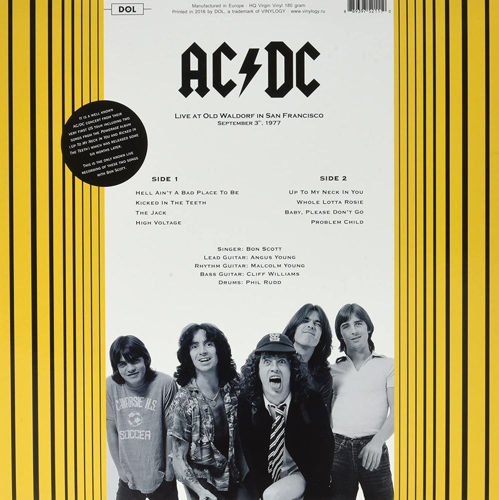 ACDC - Live At Old Waldorf In San Francisco September 3rd, 1977 (180g Red Vinyl) - Vinyl - New