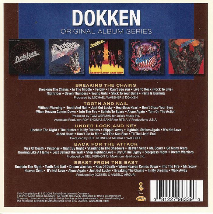 Dokken - Original Album Series (Breaking The Chains/Tooth And Nail/Under Lock And Key/Back For The Attack/Beast From The East) (5CD) - CD - New