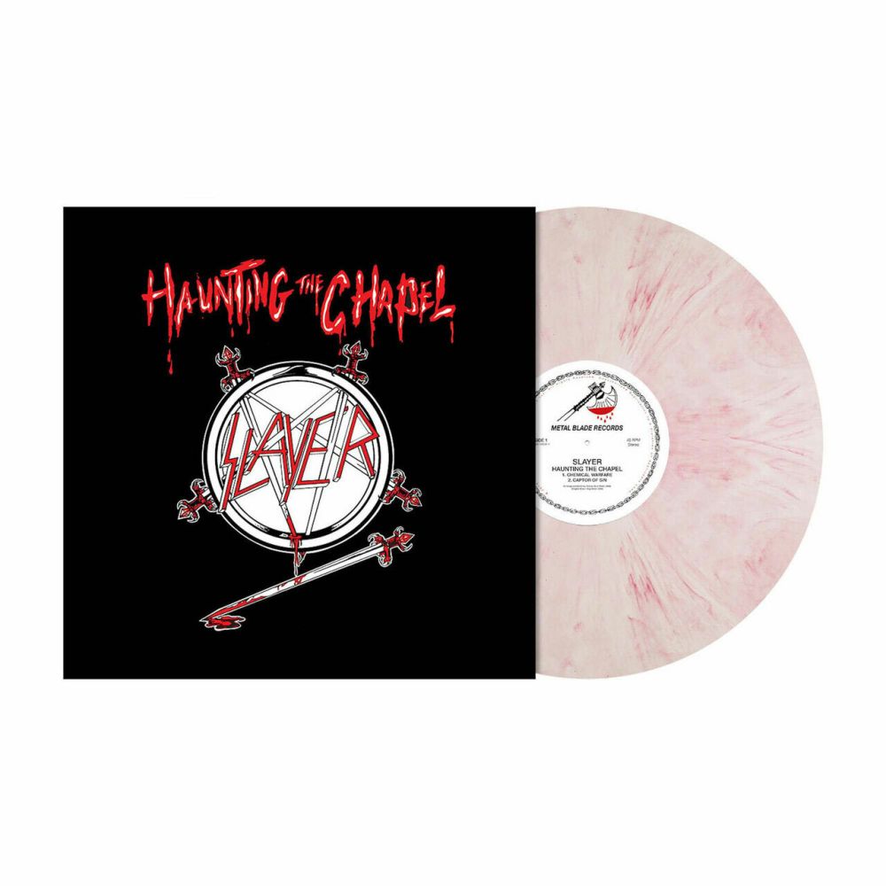 Slayer - Haunting The Chapel (Ltd. Ed. 2021 Red/White Marbled vinyl reissue with lyric/photo insert & large poster) - Vinyl - New