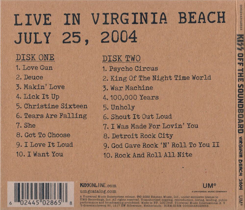 Kiss - Off The Soundboard: Live In Virginia Beach July 25, 2004 (2CD) - CD - New