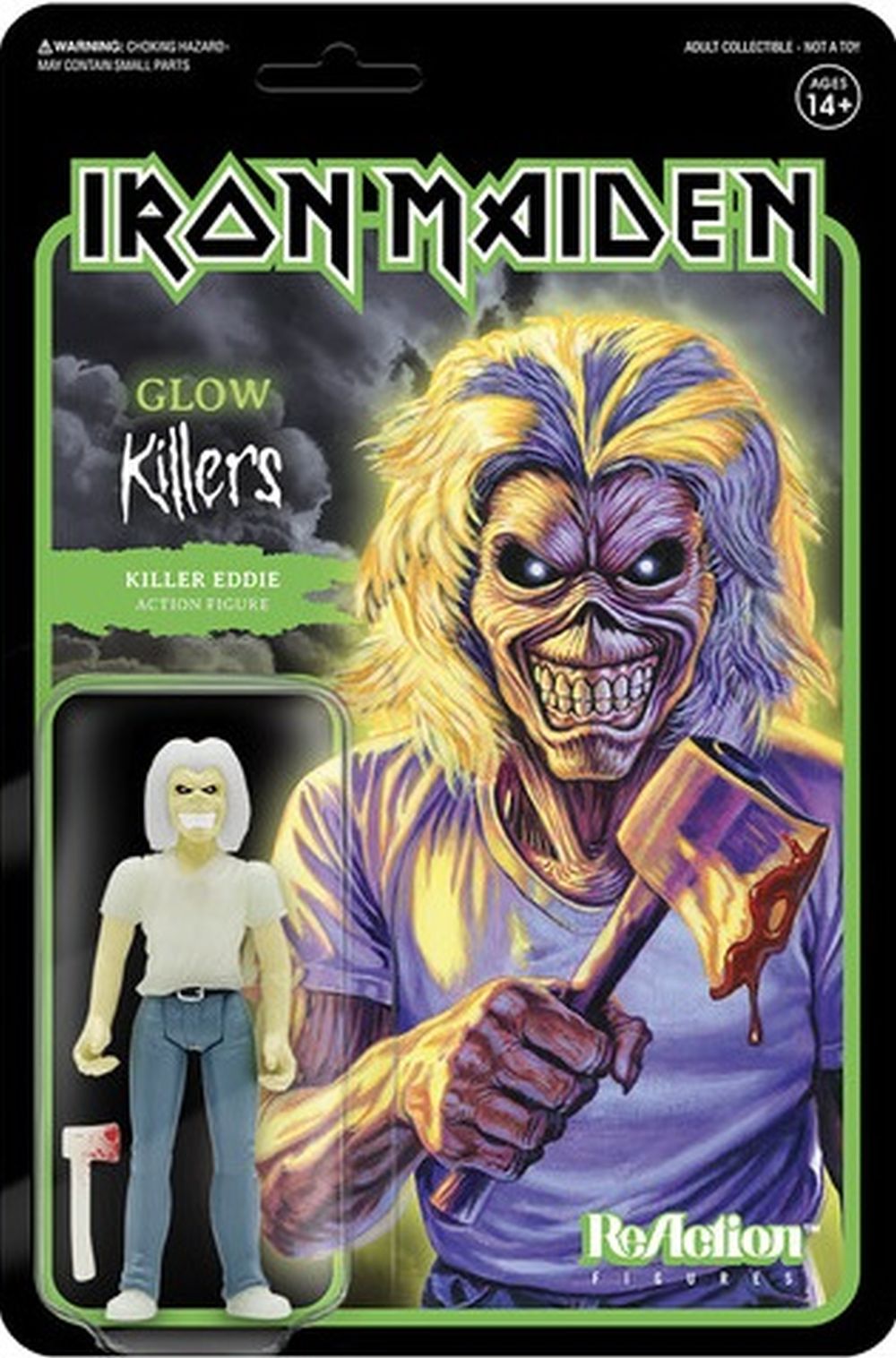 Iron Maiden - Killer Eddie (Killers Glow In The Dark) 3.75 inch Super7 ReAction Figure