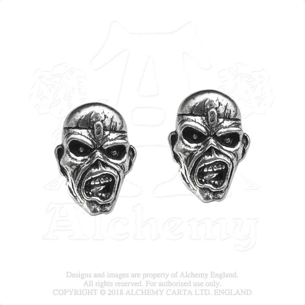 Iron Maiden - Stud Earrings Pair Polished Pewter (Piece Of Mind Eddie)