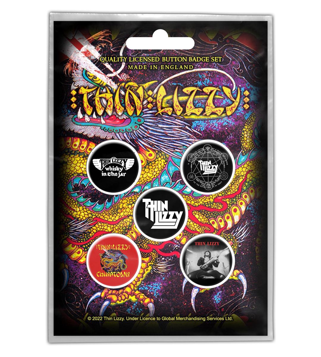 Thin Lizzy - 5 x 2.5cm Button Set - Chinatown