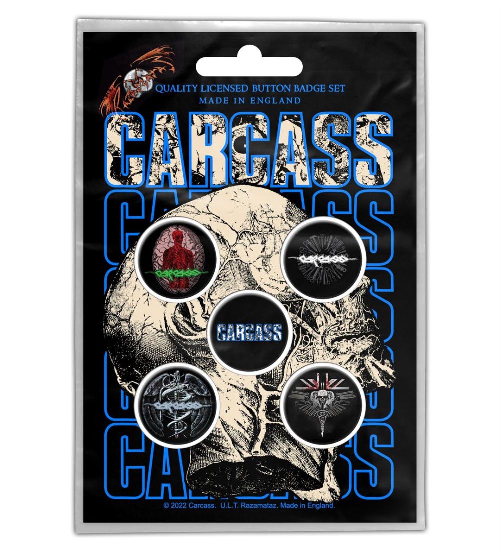 Carcass - 5 x 2.5cm Button Set - Necro Head