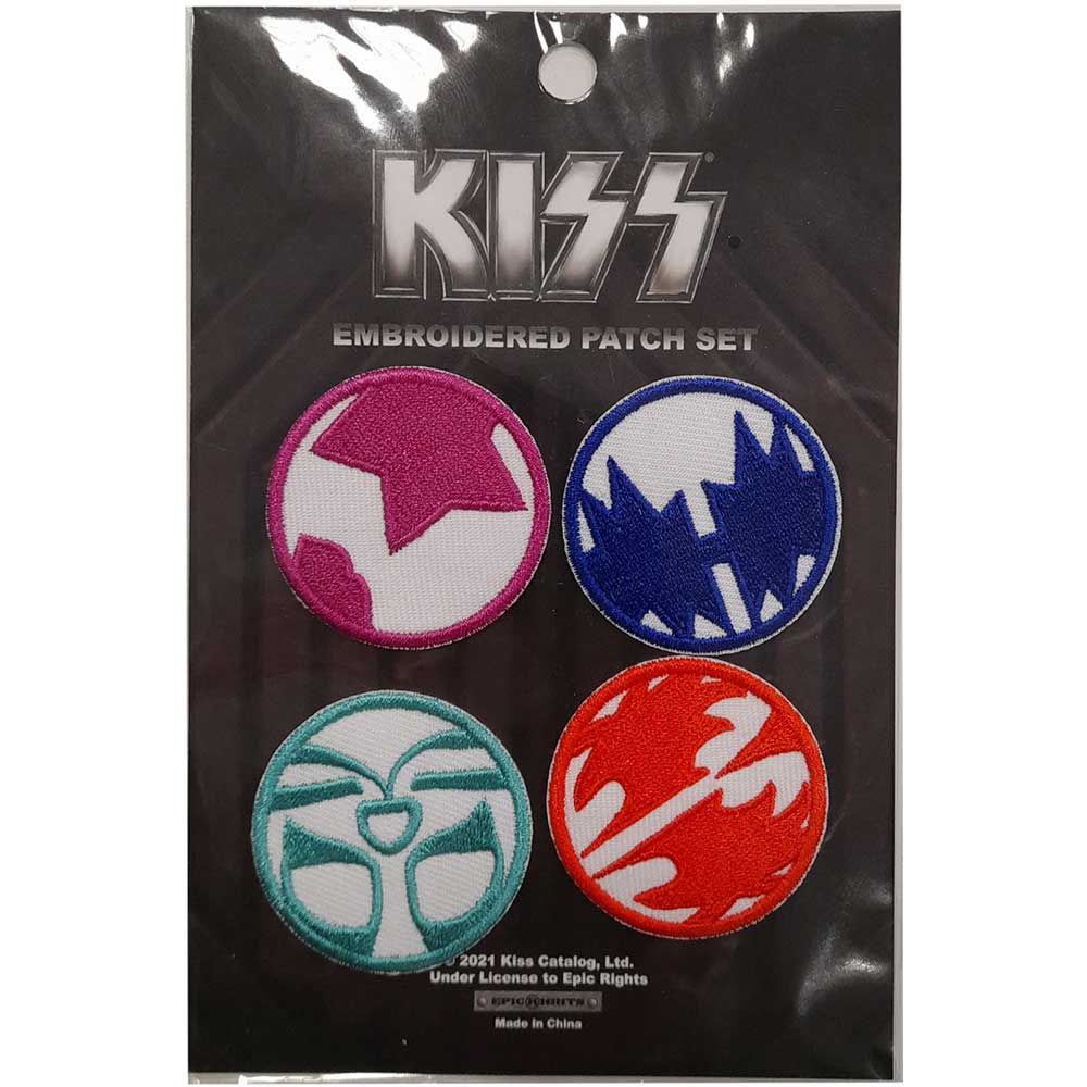 Kiss - 4 (40mm each) Mini Icon Set Sew-On Patch