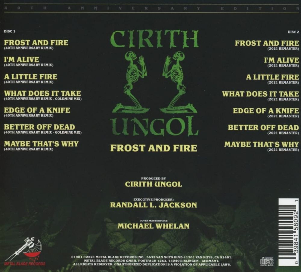 Cirith Ungol - Frost And Fire (40th Anniversary 2CD remastered/remixed reissue) - CD - New