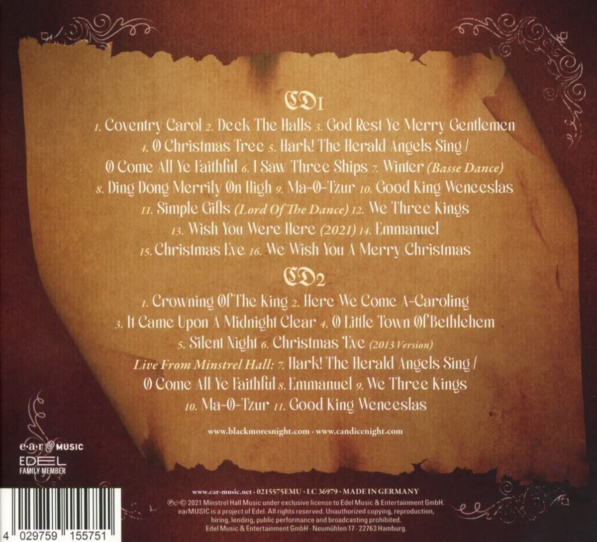 Blackmore's Night - Winter Carols (2021 Deluxe Ed. 2CD remastered reissue) - CD - New