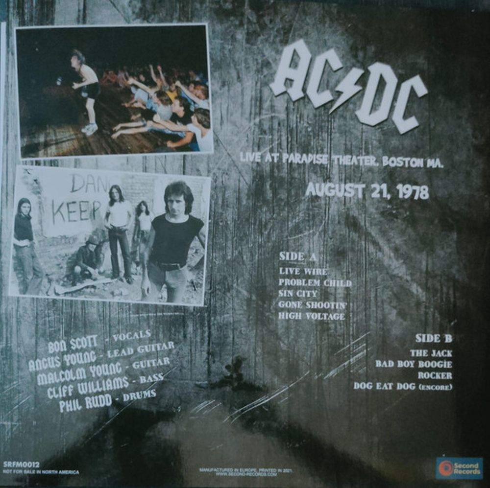 ACDC - Live At Paradise Theater, Boston MA. August 21, 1978 (180g Clear vinyl) - Vinyl - New