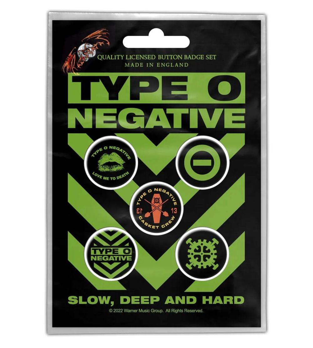 Type O Negative - 5 x 2.5cm Button Set - Slow, Deep, Hard