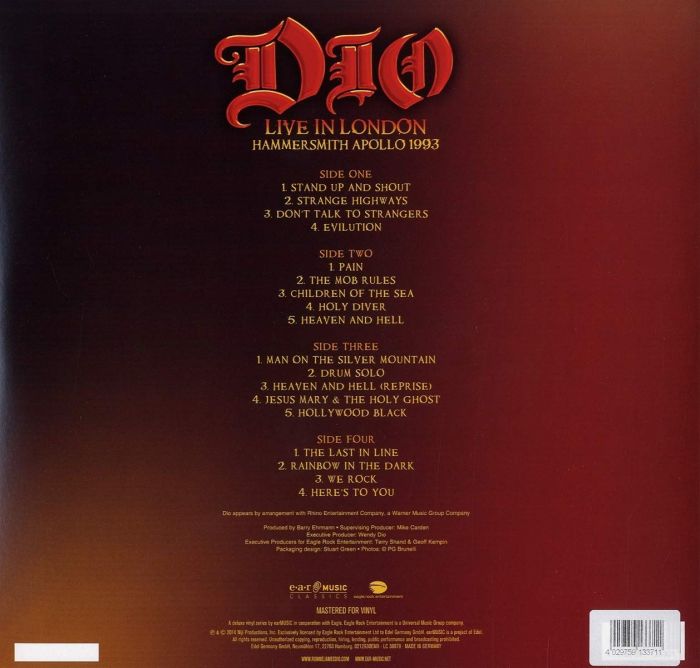Dio - Live In London: Hammersmith Apollo 1993 (Ltd. Ed. 2019 180g 2LP gatefold reissue) - Vinyl - New