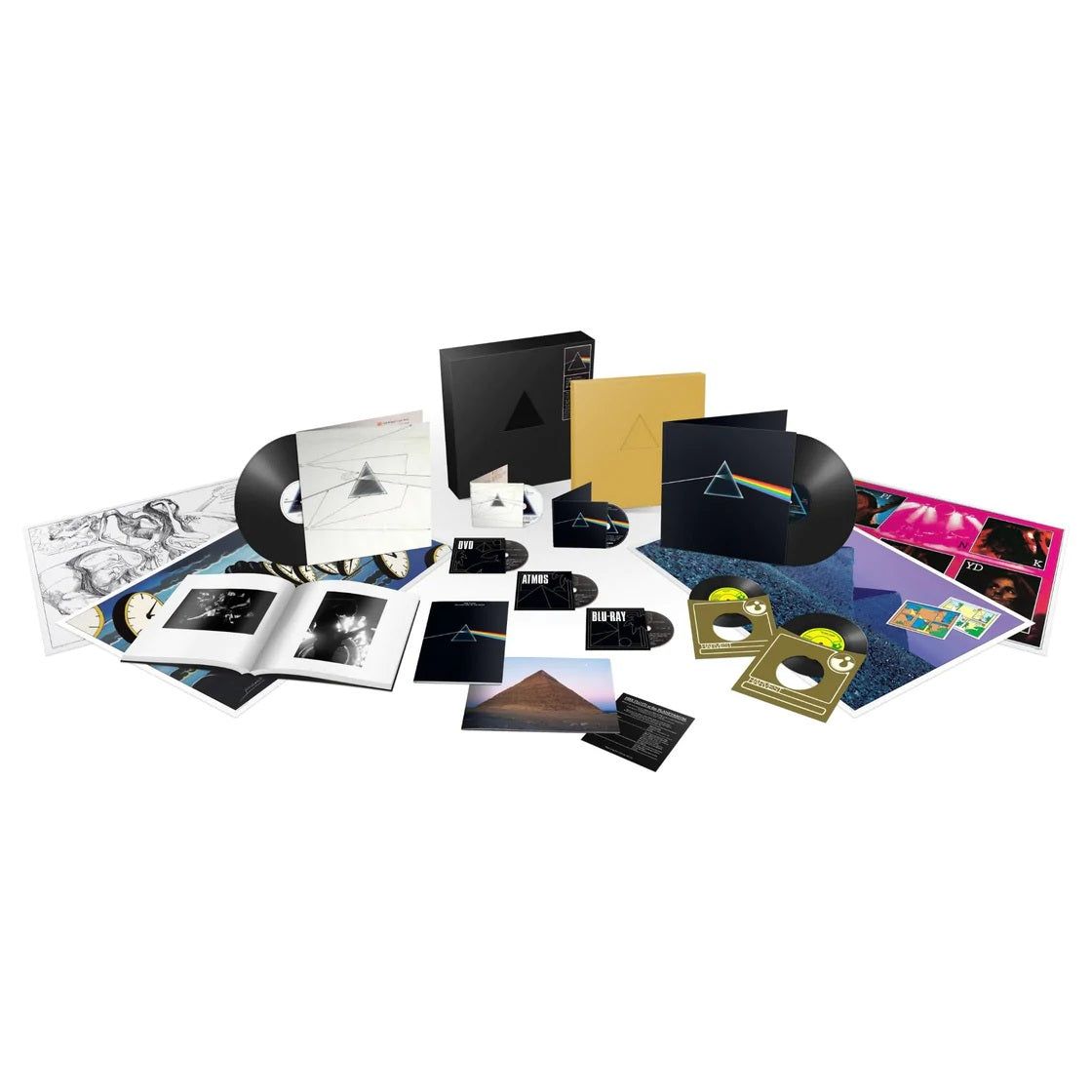Pink Floyd - Dark Side Of The Moon, The: 50 Years (50th Anniversary Deluxe Box Set 2CD/2LP/2xBlu-Ray/DVD/2x7" replicas/160 page hardback book/76 page music book and memorabilia) - Vinyl - New