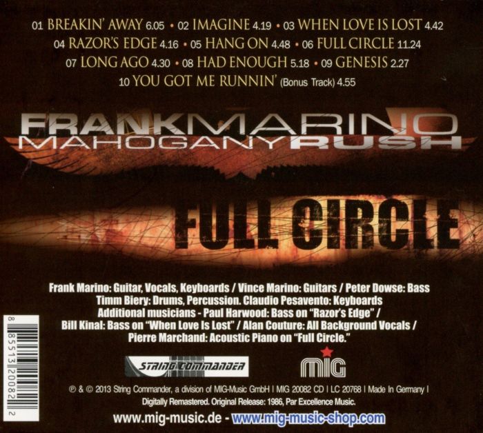 Marino, Frank & Mahogany Rush - Full Circle (with bonus track) - CD - New