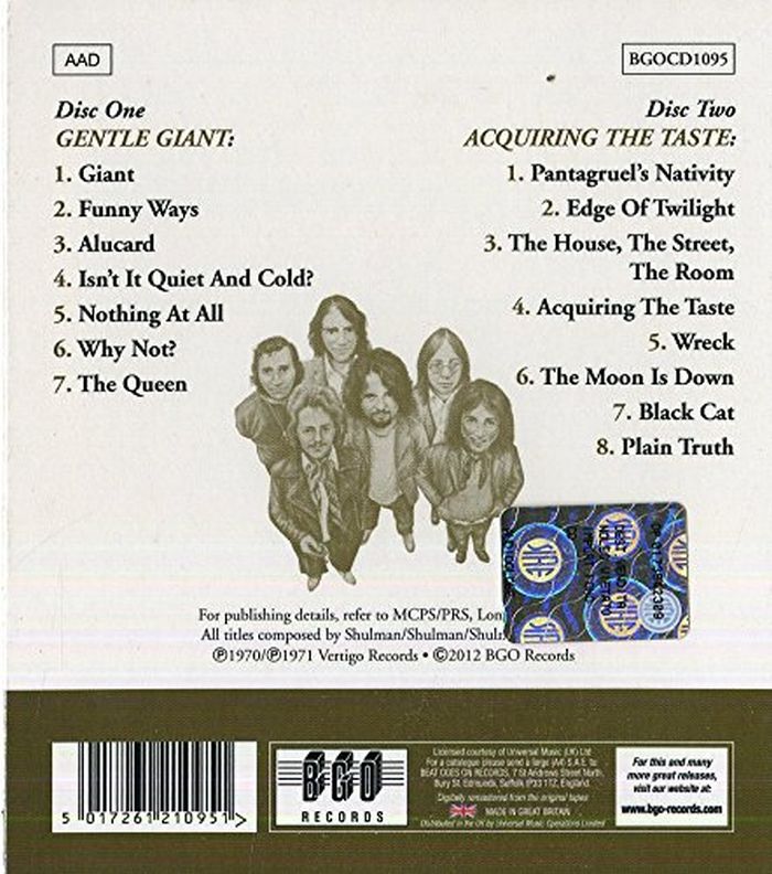 Gentle Giant - Gentle Giant/Acquiring The Taste (2012 2CD remastered reissue) - CD - New