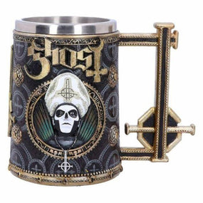 Ghost - Tankard Gold Meliora - Pint (560ml) 14.5cm high quality resin cast w. removable stainless steel insert