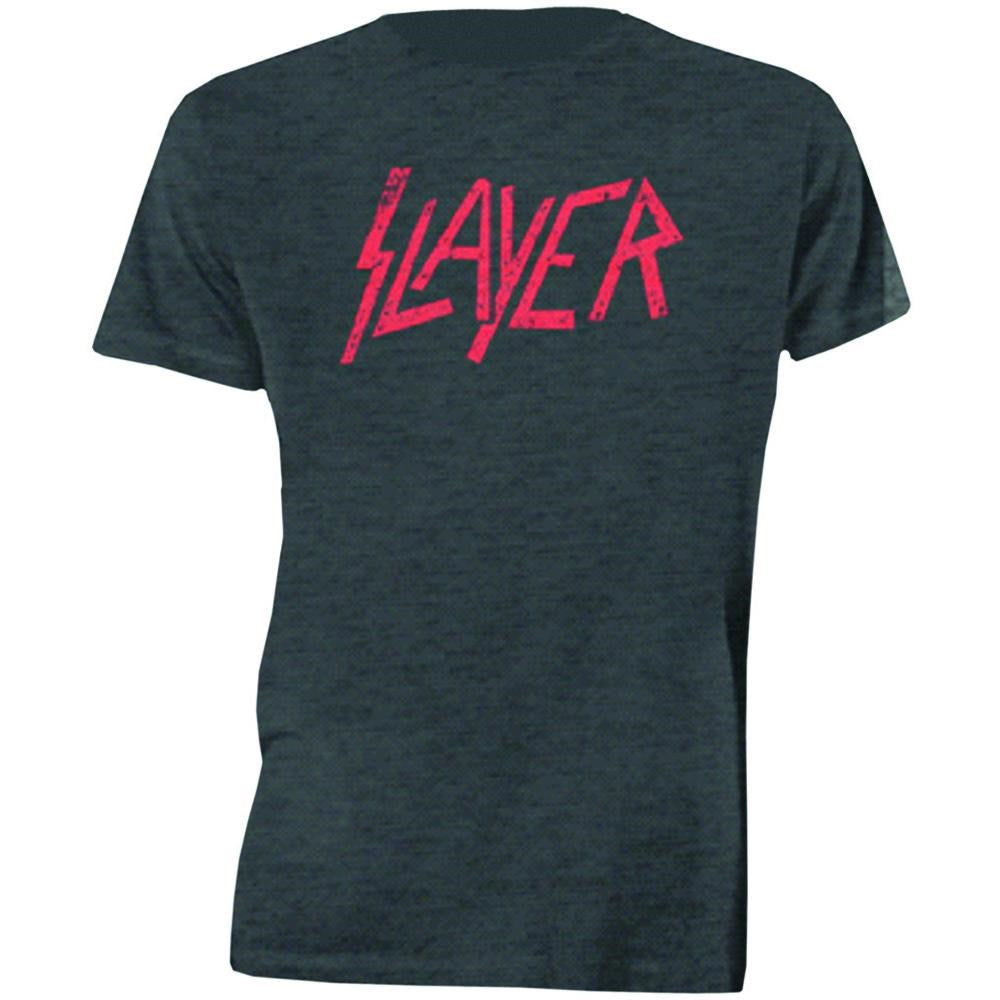 Slayer - Distressed Logo Charcoal Shirt