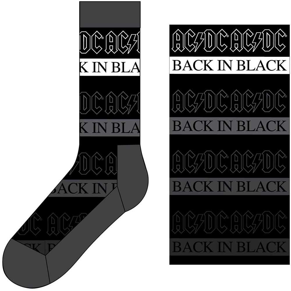ACDC - Crew Socks (Fits Sizes 7 to 11) - Back In Black