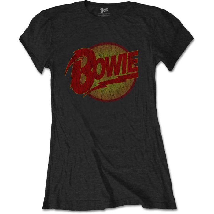 Bowie, David - Vintage Logo Womens Fitted Black Shirt