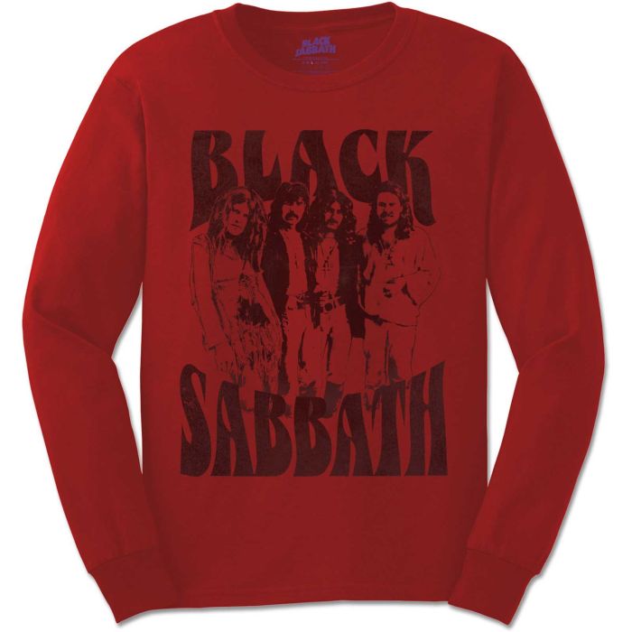 Black Sabbath - Logo & Band Red Long Sleeve Shirt